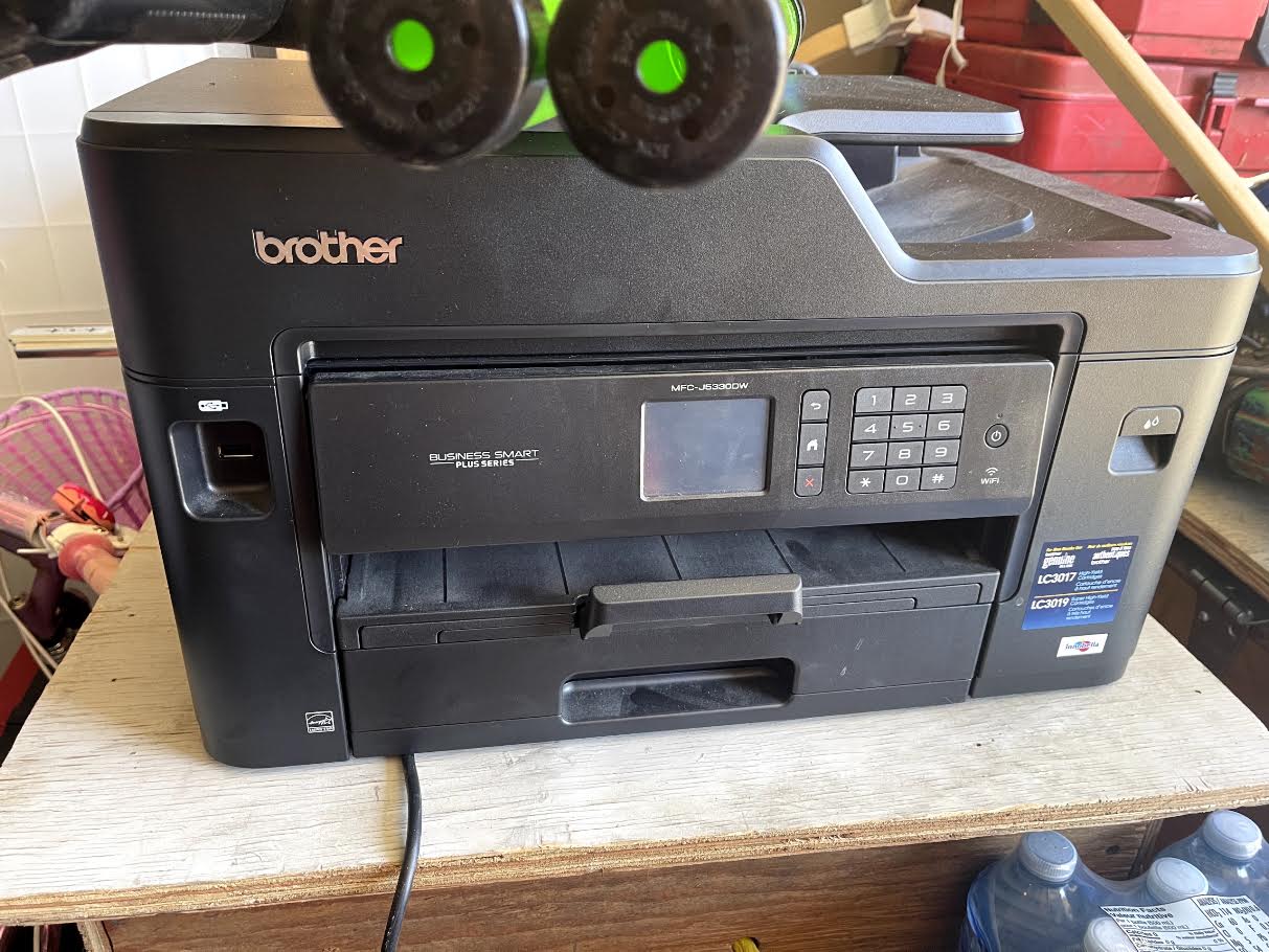 A Brother all-in-one printer picked up in Nanaimo, headed for the e-waste depot rather than the landfill